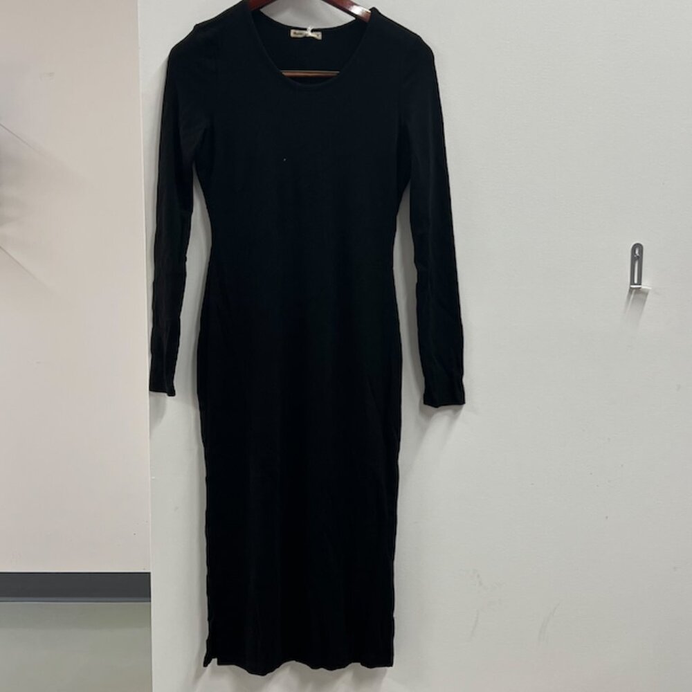 Marine Layer Lexi Long Sleeve Black Midi Dress Size Medium.